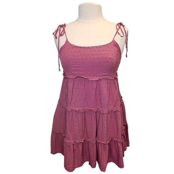SHEIN Dot Frill Trim Cami Mauve Lined Mini Dress S (4) - Picture 2 of 13